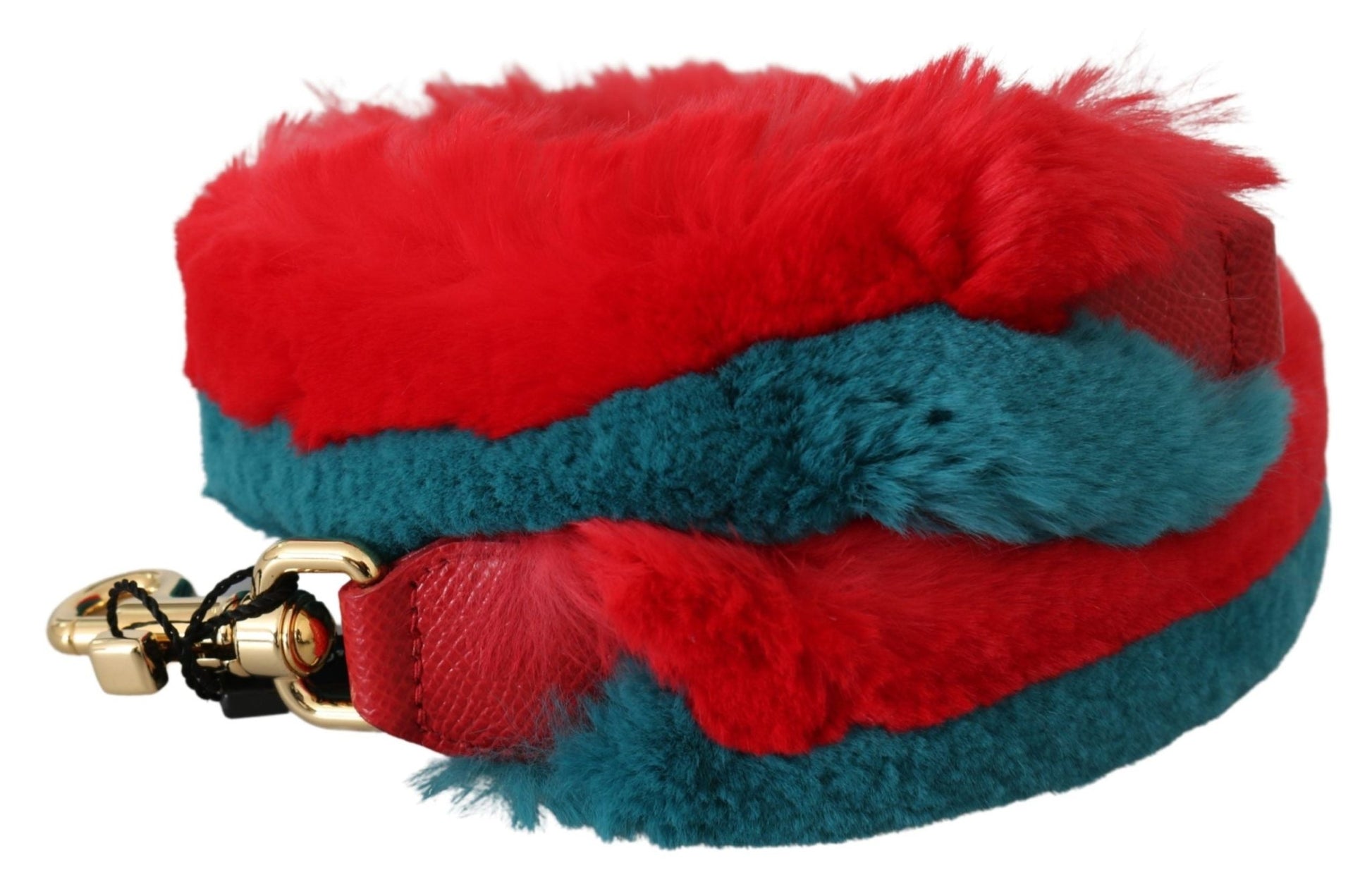 Dolce & Gabbana Red Blue Rabbit Fur Leather Shoulder Strap – par Dolce & Gabbana | Disponible sur Sandy Store ByNet