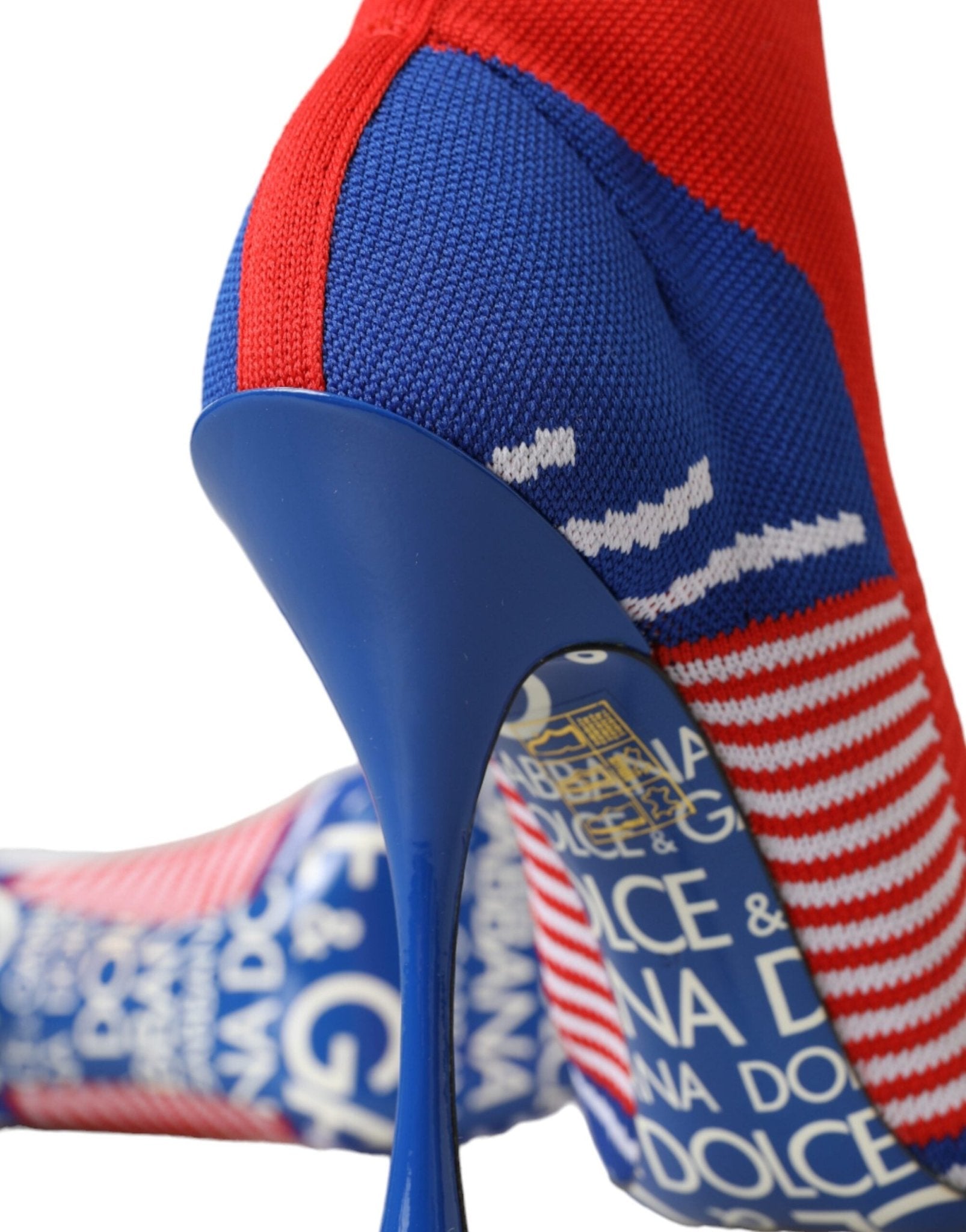 Dolce & Gabbana Red Blue Stretch Sock Style Ankle Boots Logo Shoes - Sandy Store ByNet