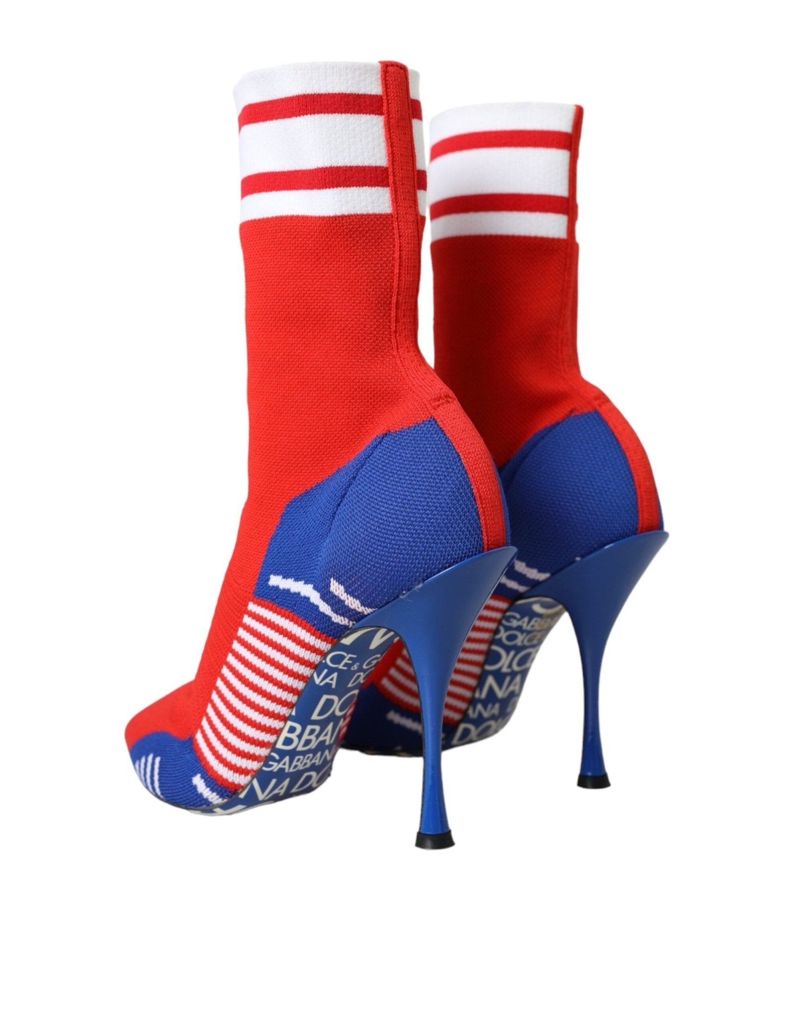 Dolce & Gabbana Red Blue Stretch Sock Style Ankle Boots Logo Shoes - Sandy Store ByNet