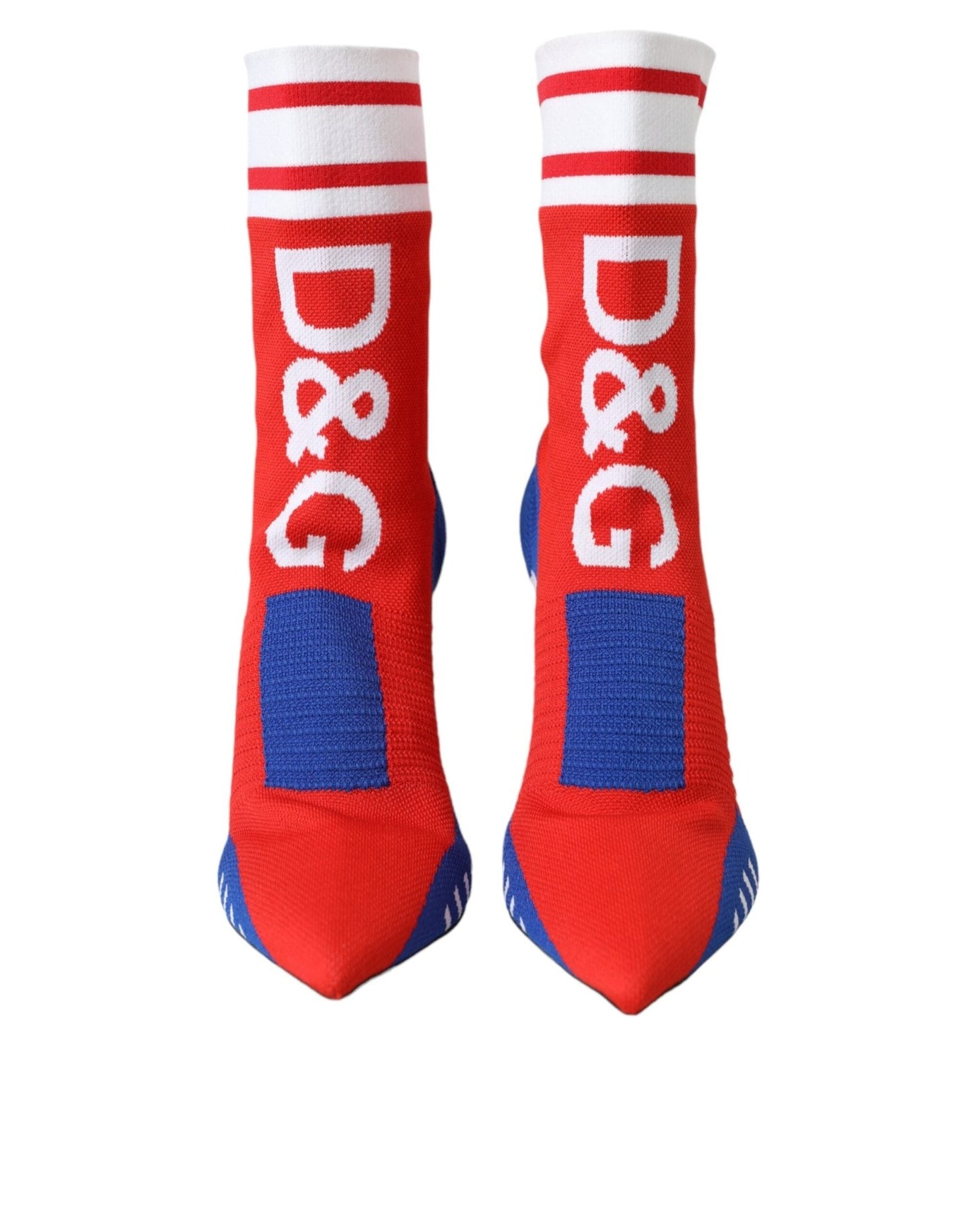Dolce & Gabbana Red Blue Stretch Sock Style Ankle Boots Logo Shoes - Sandy Store ByNet