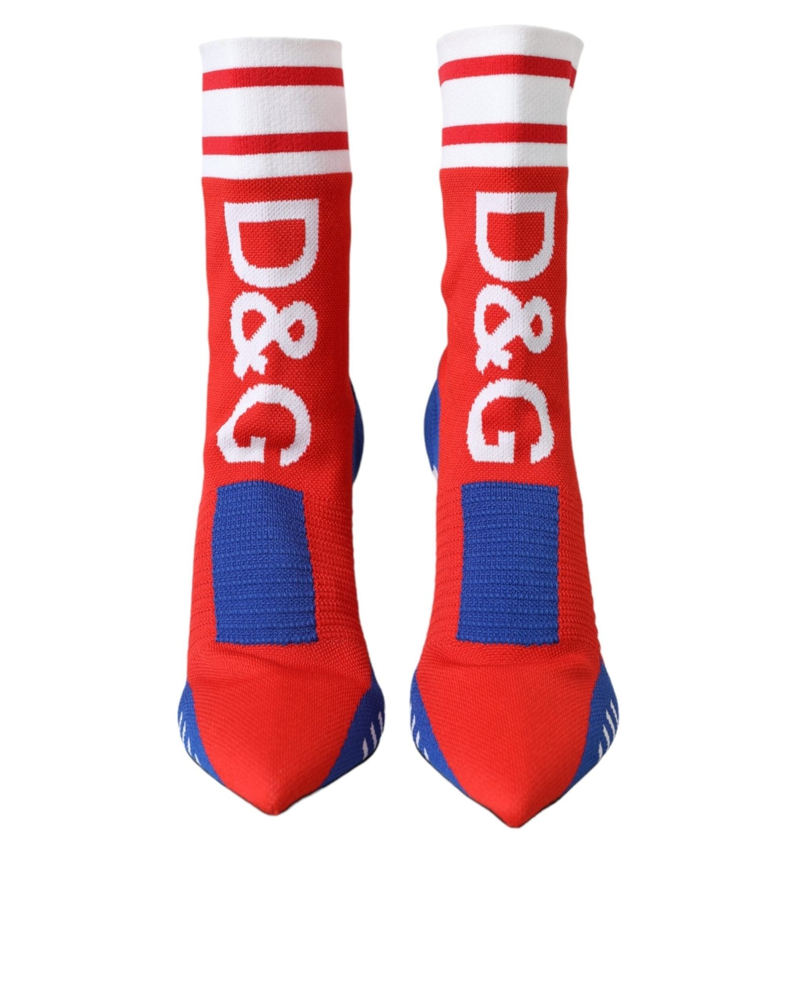 Dolce & Gabbana Red Blue Stretch Sock Style Ankle Boots Logo Shoes - Sandy Store ByNet