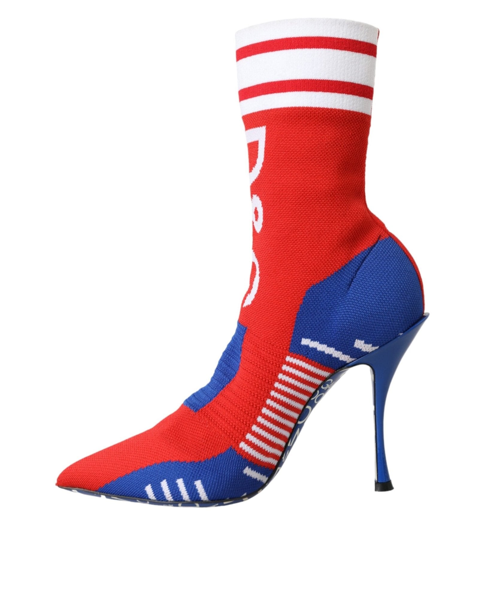 Dolce & Gabbana Red Blue Stretch Sock Style Ankle Boots Logo Shoes - Sandy Store ByNet