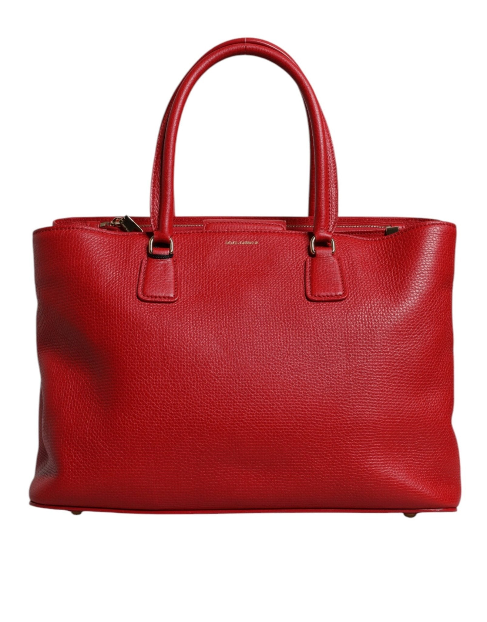 Dolce & Gabbana Red Calfskin Leather Logo Plaque Top Handle Bag - Sandy Store ByNet