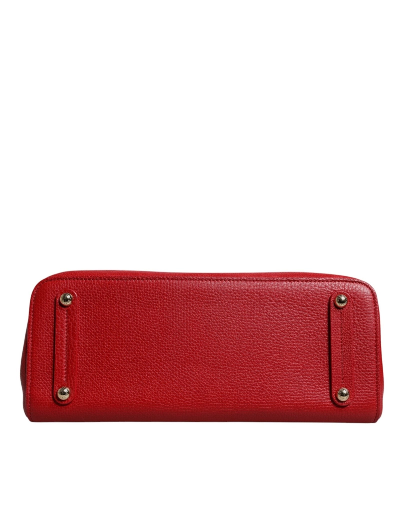 Dolce & Gabbana Red Calfskin Leather Logo Plaque Top Handle Bag - Sandy Store ByNet