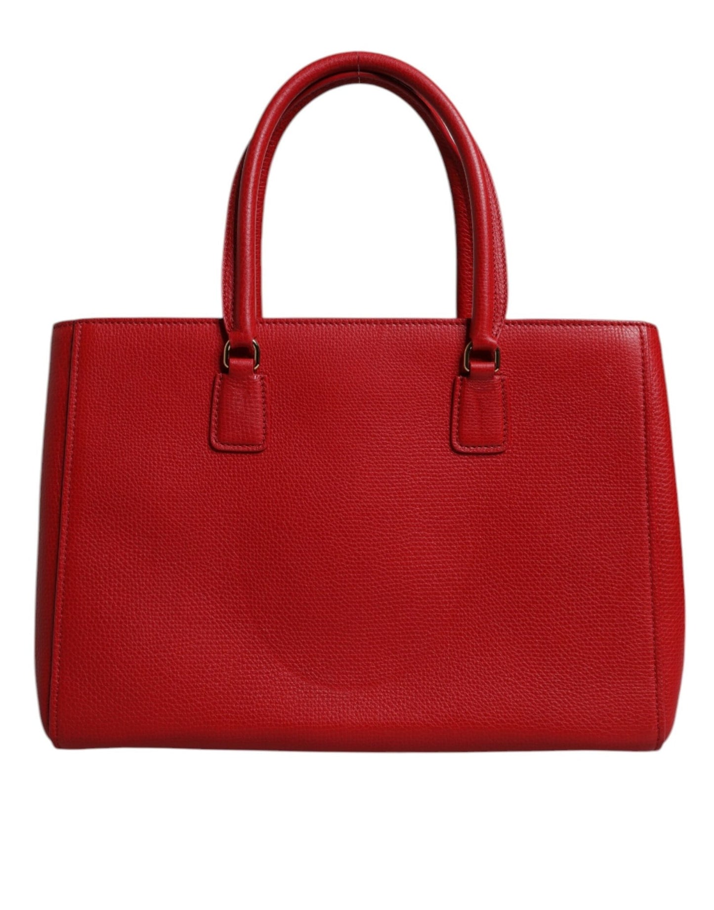 Dolce & Gabbana Red Calfskin Leather Logo Plaque Top Handle Bag - Sandy Store ByNet
