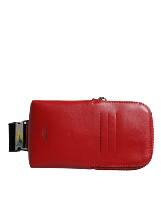 Dolce & Gabbana Red Calfskin Logo Purse Phone Belt Waist Bag - Sandy Store ByNet