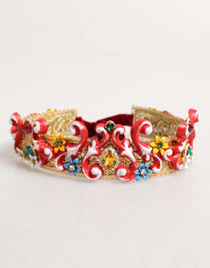 Dolce & Gabbana Red Carretto Multicolor Crystal Gold Tiara Crow Headband – par Dolce & Gabbana | Disponible sur Sandy Store ByNet
