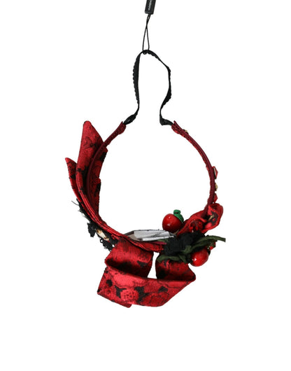Dolce & Gabbana Red Cherry Sicily Embellished Women Hairband Diadem - Sandy Store ByNet
