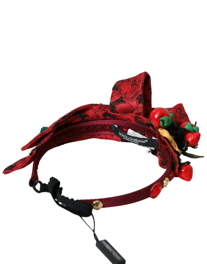 Dolce & Gabbana Red Cherry Sicily Embellished Women Hairband Diadem - Sandy Store ByNet