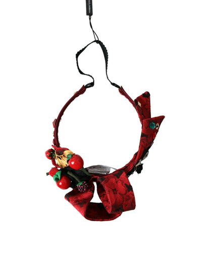 Dolce & Gabbana Red Cherry Sicily Embellished Women Hairband Diadem - Sandy Store ByNet