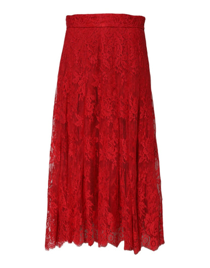 Dolce & Gabbana Red Cotton Floral Lace A - line Long Maxi Skirt – IT44 | L par Dolce & Gabbana | Disponible sur Sandy Store ByNet
