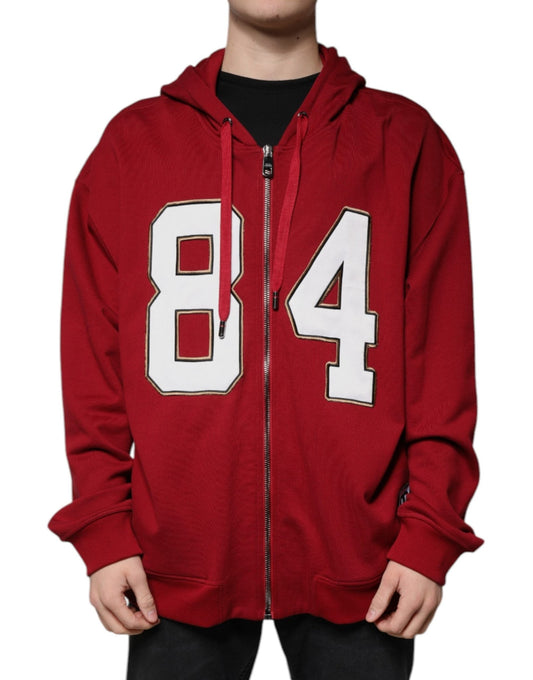 Dolce & Gabbana Red Cotton Hooded Zip Sweatshirt Sweater - Sandy Store ByNet