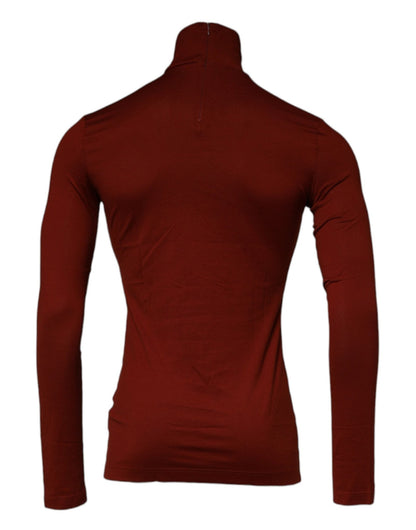 Dolce & Gabbana Red Cotton Turtleneck Men Pullover Sweater - Sandy Store ByNet