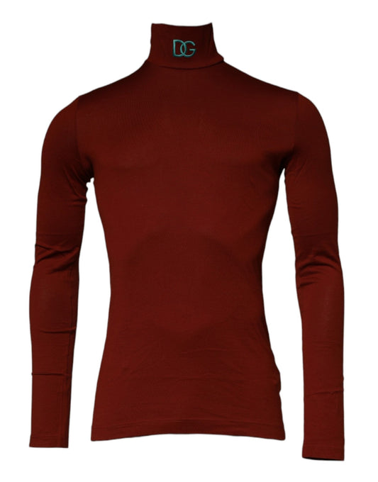 Dolce & Gabbana Red Cotton Turtleneck Men Pullover Sweater - Sandy Store ByNet