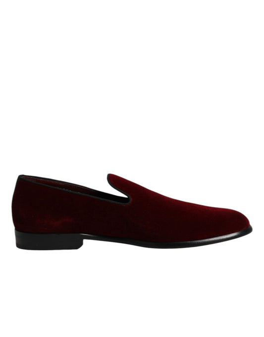 Dolce & Gabbana Red Cotton Velvet Slip On Loafers Formal Shoes – EU42/US9 par Dolce & Gabbana | Disponible sur Sandy Store ByNet