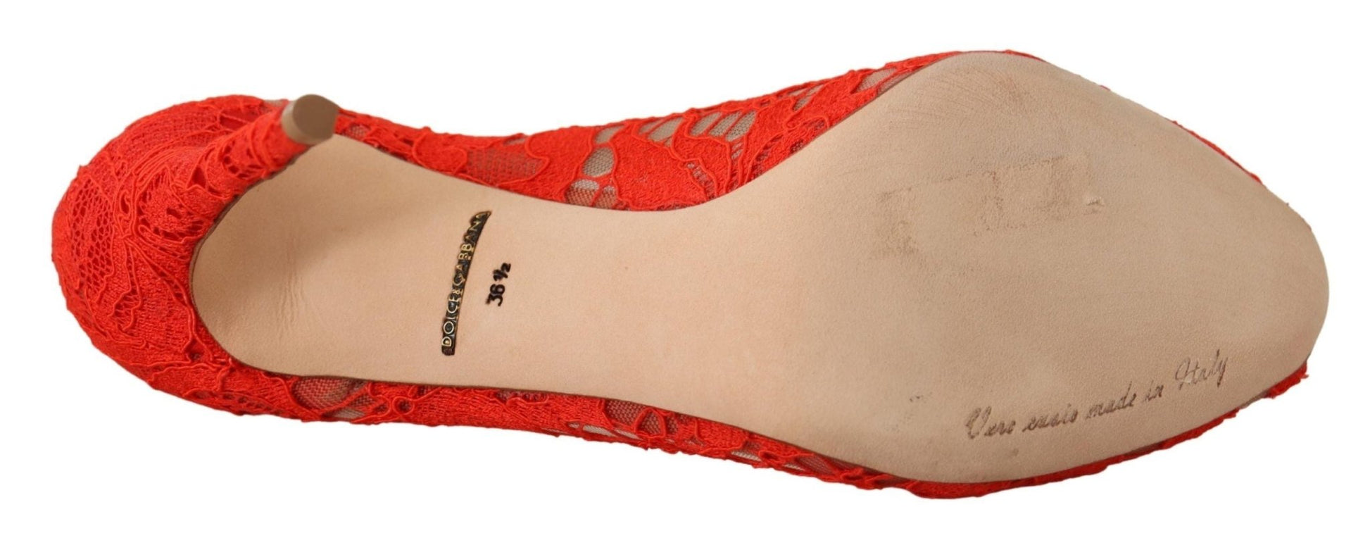 Dolce & Gabbana Red Crystal Taormina Lace Heels Pumps - Sandy Store ByNet