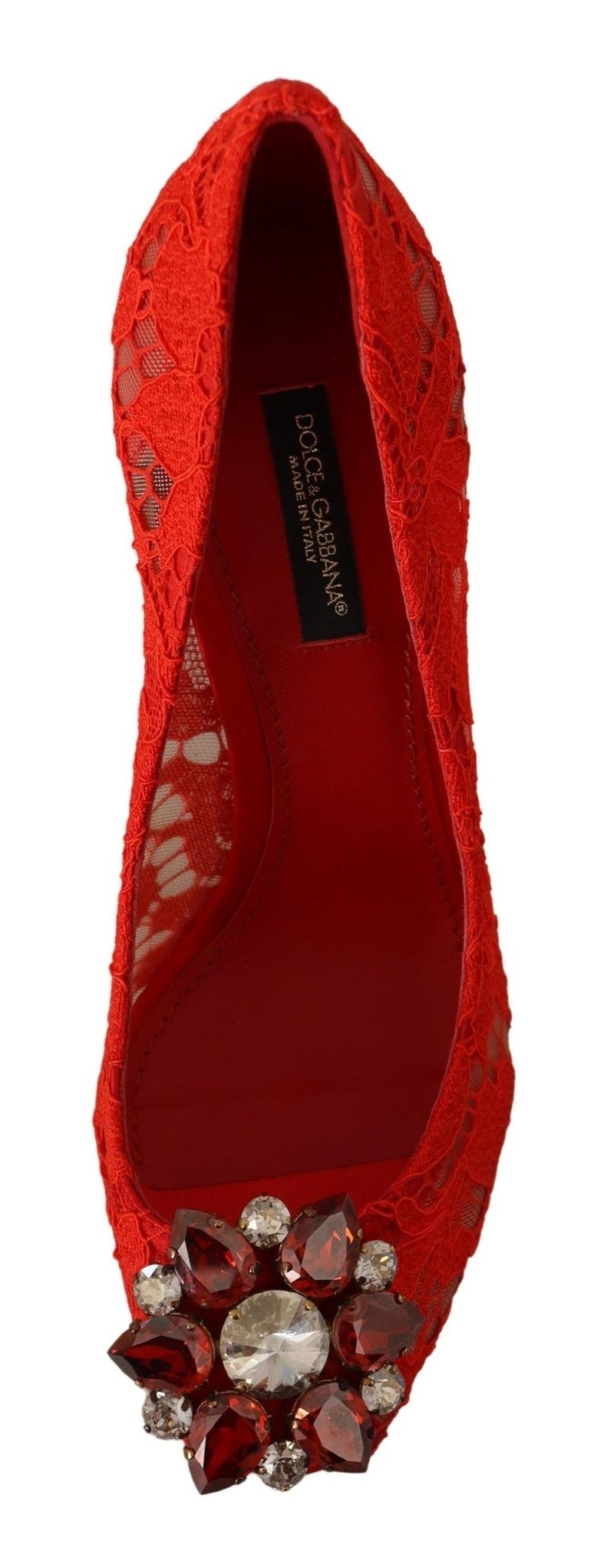 Dolce & Gabbana Red Crystal Taormina Lace Heels Pumps - Sandy Store ByNet