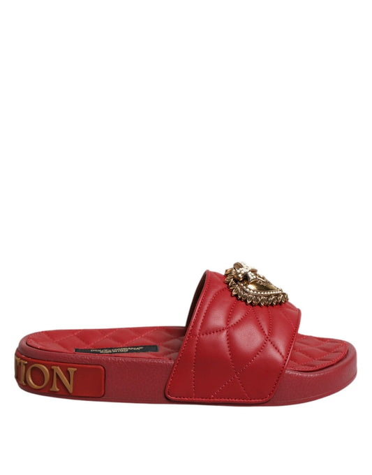 Dolce & Gabbana Red Devotion Matelassé Leather Slides Shoes – EU35/US4.5 par Dolce & Gabbana | Disponible sur Sandy Store ByNet