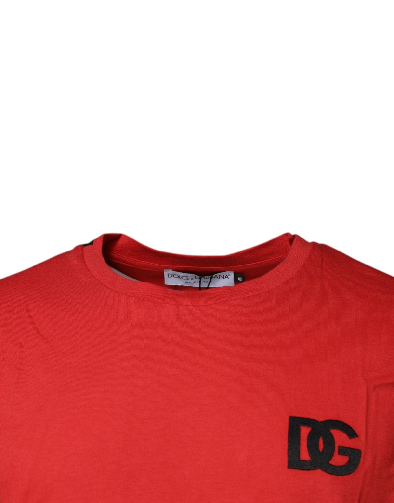 Dolce & Gabbana Red DG Logo Cotton Crew Neck T-shirt - Sandy Store ByNet