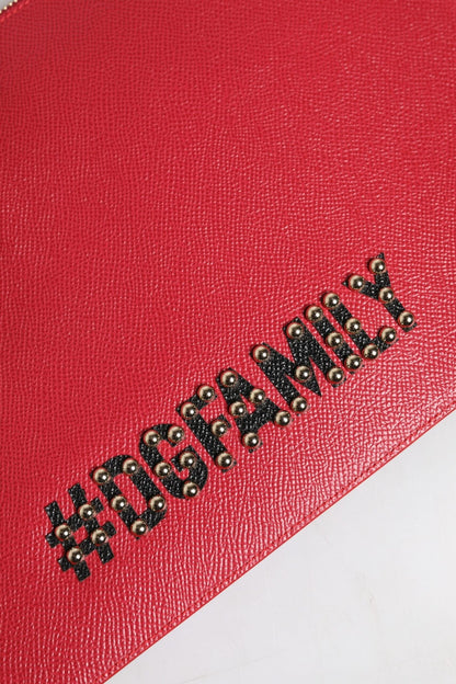 Dolce & Gabbana Red #DGFamily Embellished Leather Clutch Bag - Sandy Store ByNet