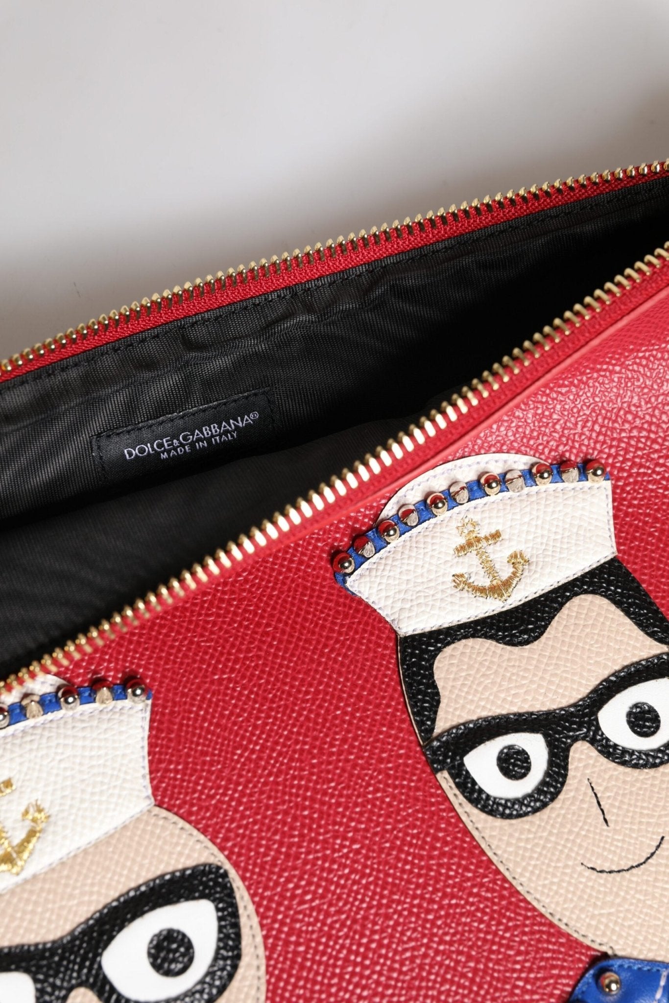 Dolce & Gabbana Red #DGFamily Embellished Leather Clutch Bag - Sandy Store ByNet