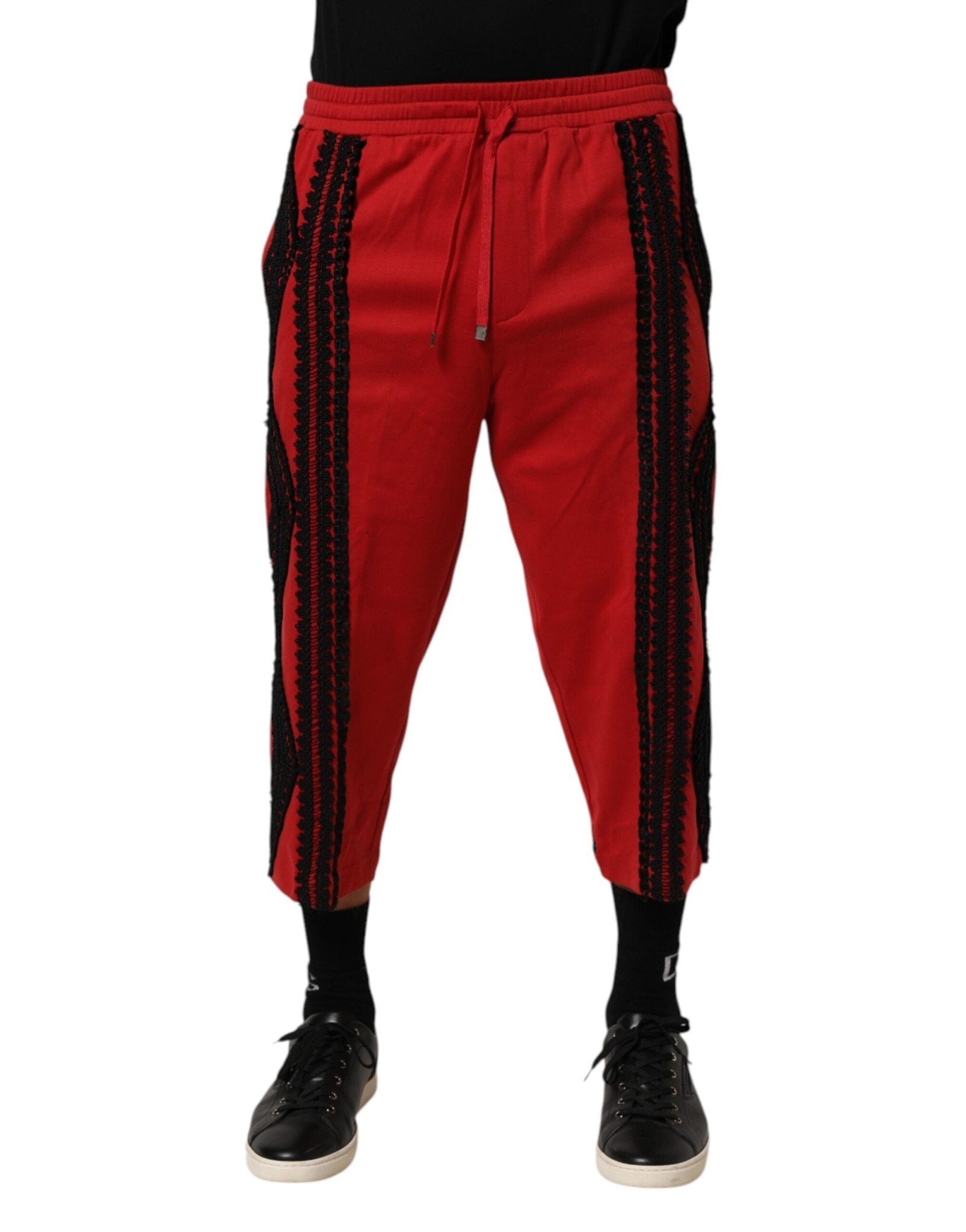 Dolce & Gabbana Red Embroidered Casual Cropped Trouser Pants – IT46 | S par Dolce & Gabbana | Disponible sur Sandy Store ByNet