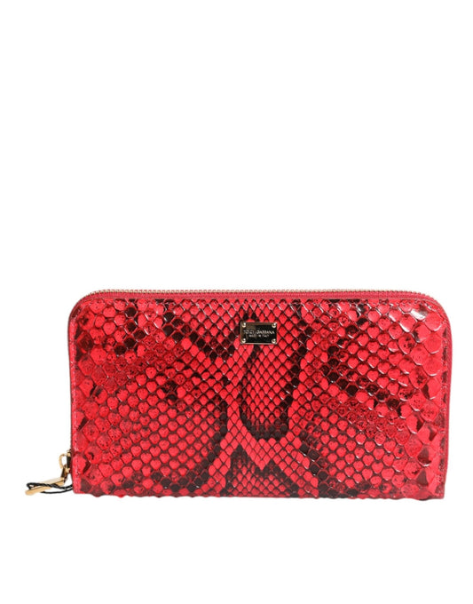 Dolce & Gabbana Red Exotic Leather Zip Around Continental Clutch Wallet - Sandy Store ByNet