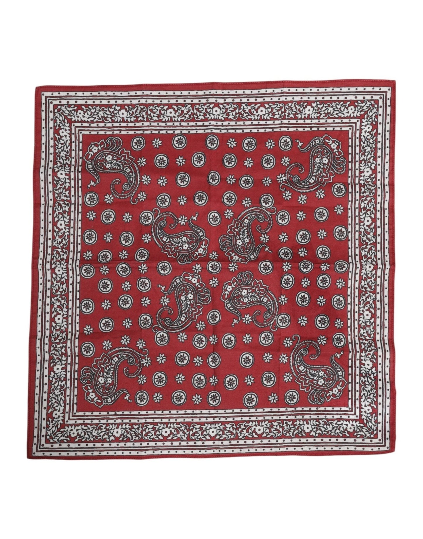 Dolce & Gabbana Red Floral Cotton Square Foulard Scarf – par Dolce & Gabbana | Disponible sur Sandy Store ByNet