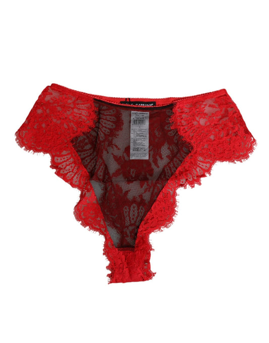 Dolce & Gabbana Red Floral Lace Sheer Briefs Women Underwear – IT2 | S par Dolce & Gabbana | Disponible sur Sandy Store ByNet