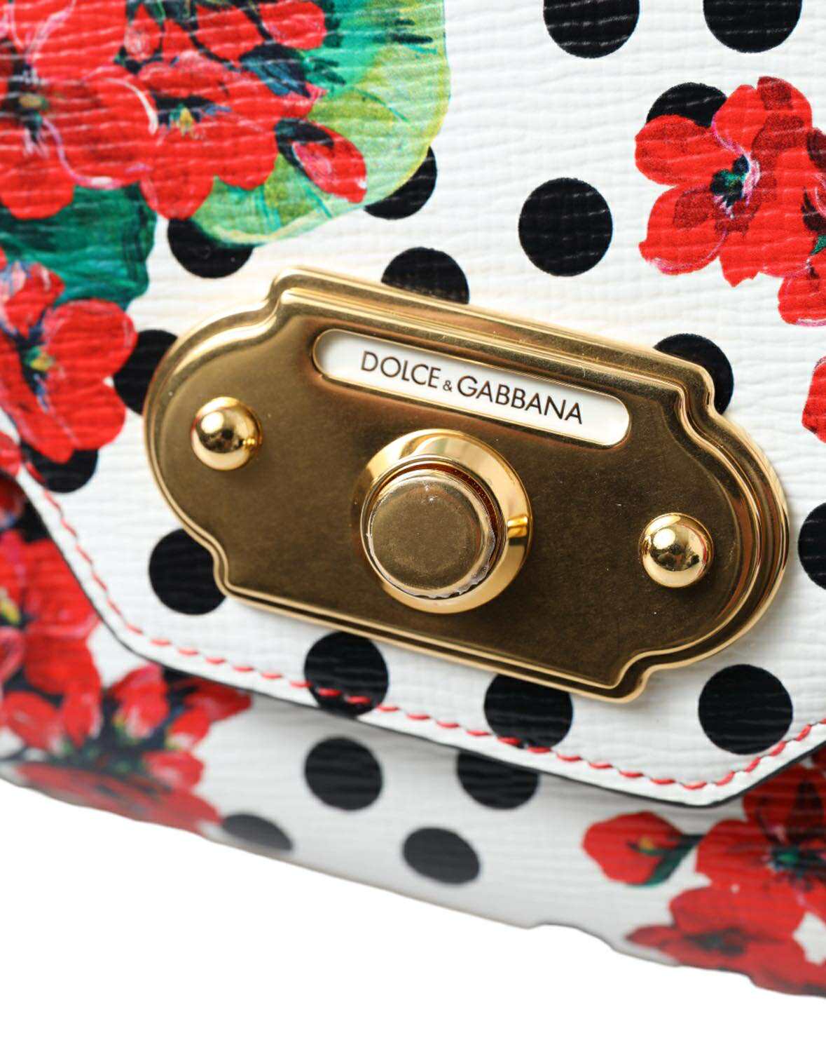 Dolce & Gabbana Red Floral Polka Dot Print Leather Chain DG Logo Shoulder Bag – par Dolce & Gabbana | Disponible sur Sandy Store ByNet