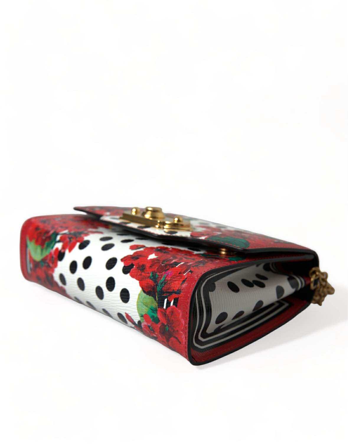 Dolce & Gabbana Red Floral Polka Dot Print Leather Chain DG Logo Shoulder Bag – par Dolce & Gabbana | Disponible sur Sandy Store ByNet