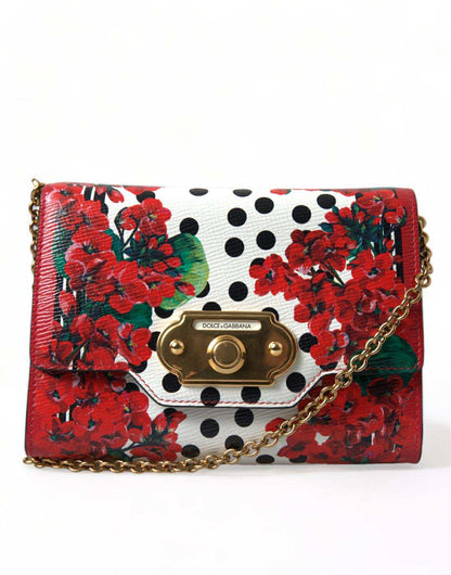 Dolce & Gabbana Red Floral Polka Dot Print Leather Chain DG Logo Shoulder Bag – par Dolce & Gabbana | Disponible sur Sandy Store ByNet