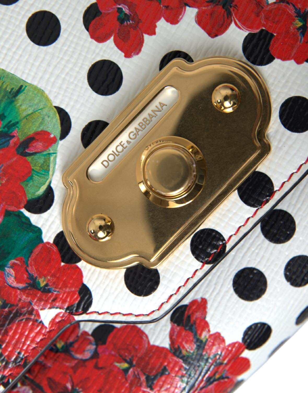 Dolce & Gabbana Red Floral Polka Dot Print Leather Chain DG Logo Shoulder Bag – par Dolce & Gabbana | Disponible sur Sandy Store ByNet