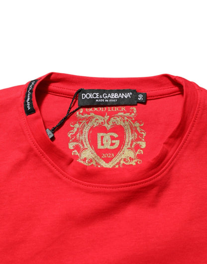 Dolce & Gabbana Red Goodluck 2023 Cotton Crew Neck T-shirt – IT46 | S par Dolce & Gabbana | Disponible sur Sandy Store ByNet