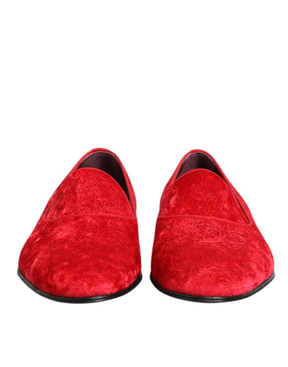 Dolce & Gabbana Red Jacquard Loafers Formal Men Dress Shoes – EU44/US11 par Dolce & Gabbana | Disponible sur Sandy Store ByNet