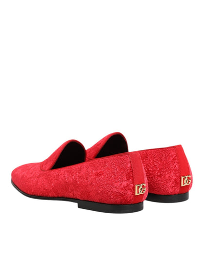 Dolce & Gabbana Red Jacquard Loafers Formal Men Dress Shoes – EU44/US11 par Dolce & Gabbana | Disponible sur Sandy Store ByNet