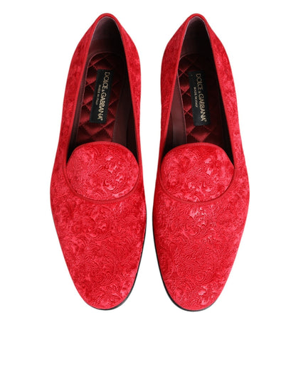 Dolce & Gabbana Red Jacquard Loafers Formal Men Dress Shoes – EU44/US11 par Dolce & Gabbana | Disponible sur Sandy Store ByNet
