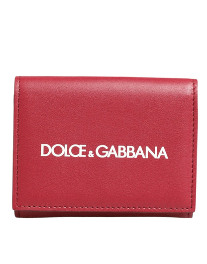 Dolce & Gabbana Red Leather Bold Logo Print Trifold Card Holder Wallet – par Dolce & Gabbana | Disponible sur Sandy Store ByNet
