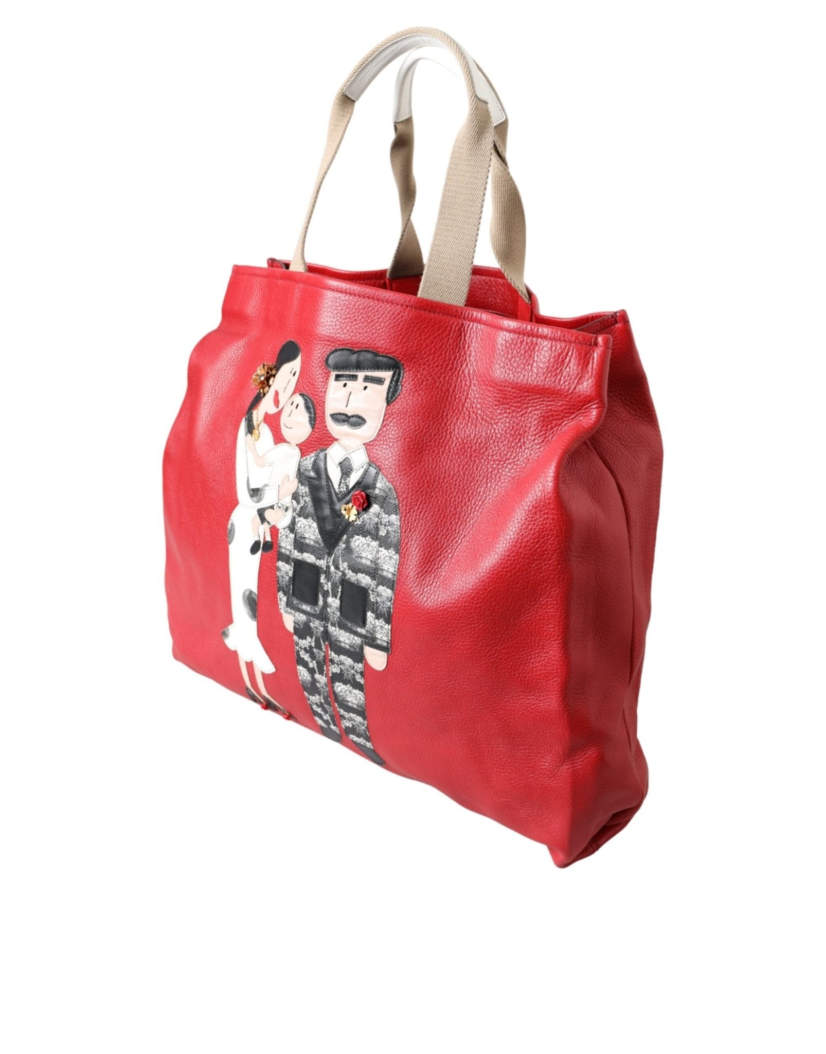 Dolce & Gabbana Red Leather #DGFamily Patch Shopping Tote Bag - Sandy Store ByNet