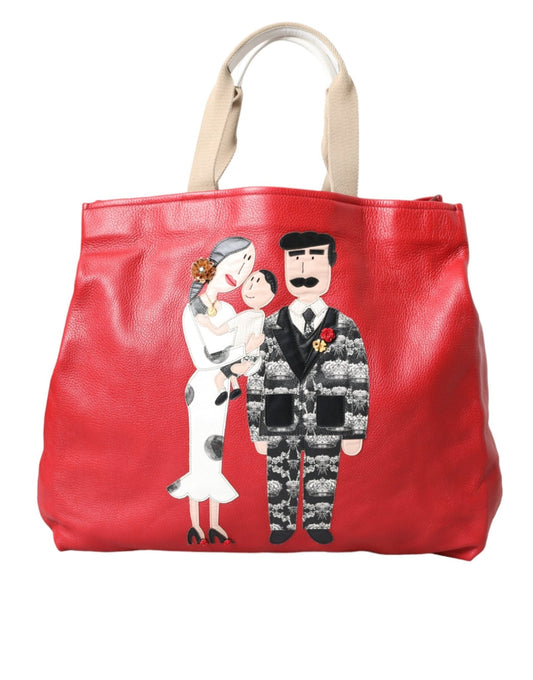 Dolce & Gabbana Red Leather #DGFamily Patch Shopping Tote Bag - Sandy Store ByNet