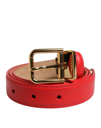 Dolce & Gabbana Red Leather Gold Metal Buckle Cintura Belt – 80 cm / 32 Inches par Dolce & Gabbana | Disponible sur Sandy Store ByNet