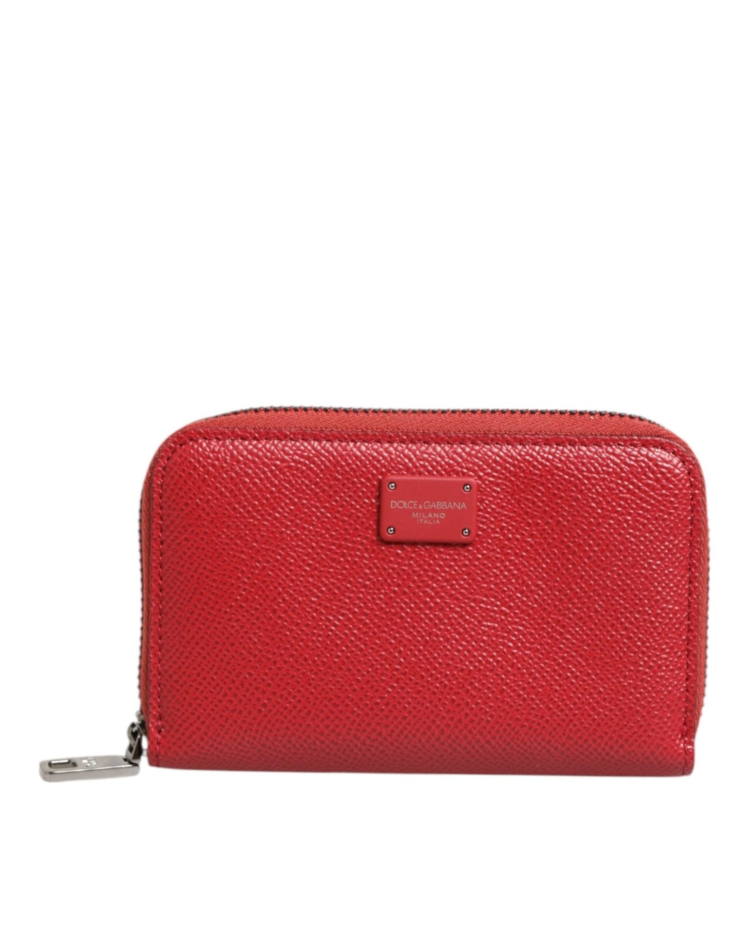 Dolce & Gabbana Red Leather Zip Around Logo Plaque Men Coin Purse Wallet – par Dolce & Gabbana | Disponible sur Sandy Store ByNet
