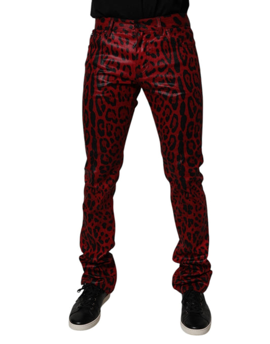 Dolce & Gabbana Red Leopard Cotton Slim Fit Denim Jeans – IT48 | M par Dolce & Gabbana | Disponible sur Sandy Store ByNet