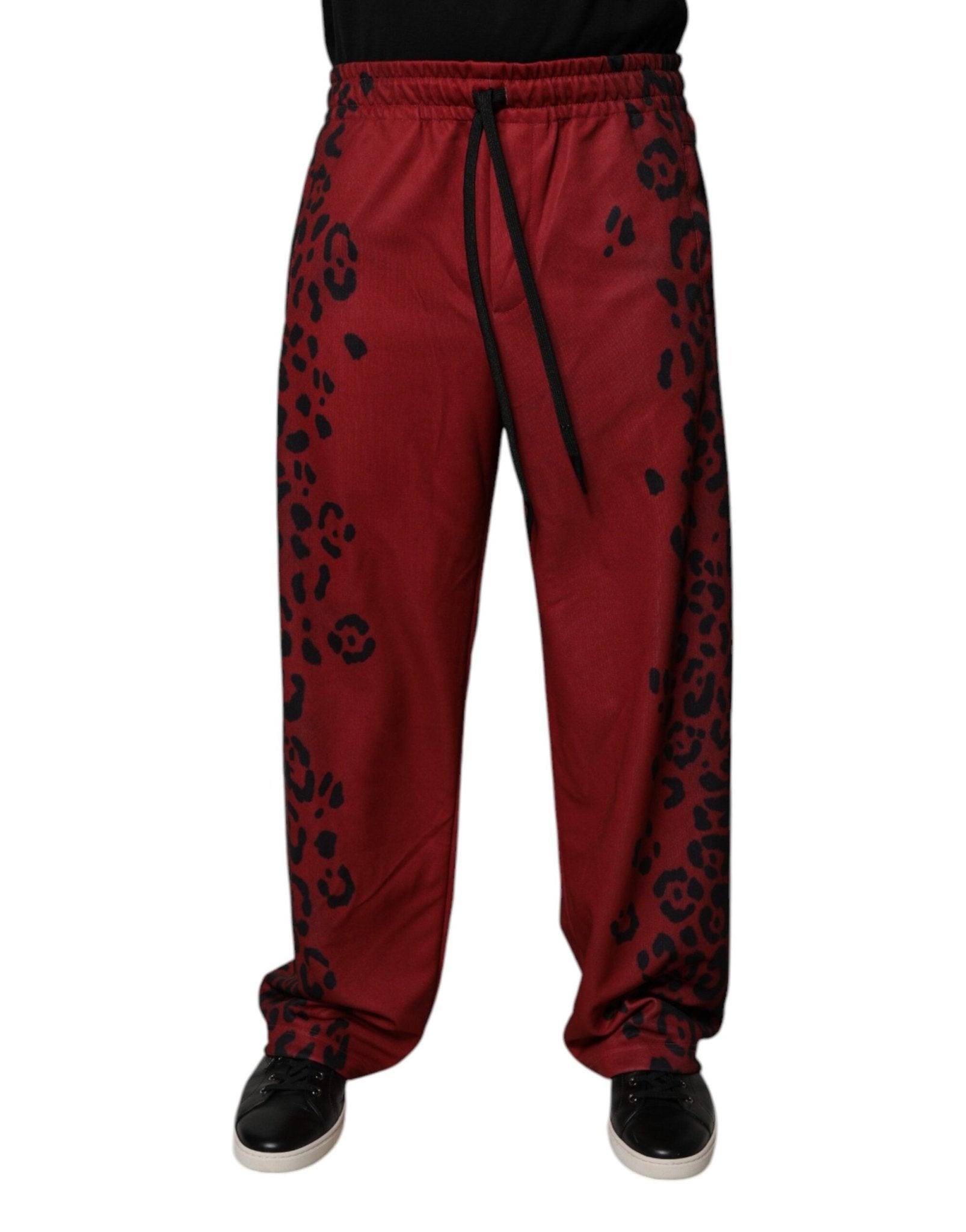 Dolce & Gabbana Red Leopard Print Polyester Men Jogger Pants – IT44 | XS par Dolce & Gabbana | Disponible sur Sandy Store ByNet