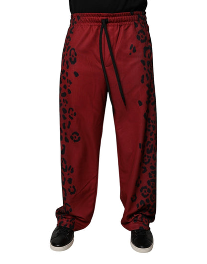 Dolce & Gabbana Red Leopard Print Polyester Men Jogger Pants – IT44 | XS par Dolce & Gabbana | Disponible sur Sandy Store ByNet