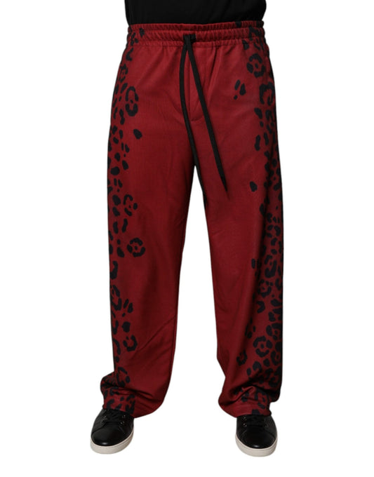 Dolce & Gabbana Red Leopard Print Polyester Men Jogger Pants – IT44 | XS par Dolce & Gabbana | Disponible sur Sandy Store ByNet