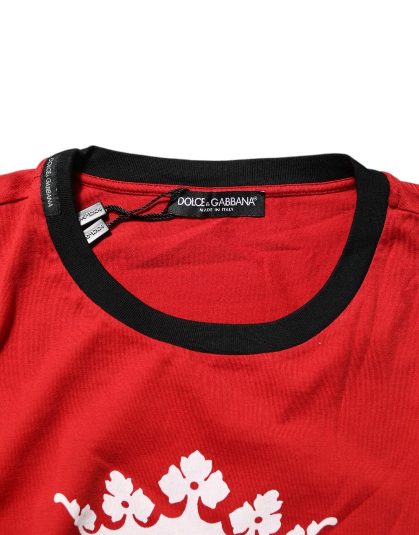 Dolce & Gabbana Red Logo Crown Cotton Short Sleeves T-shirt – IT52 | XL par Dolce & Gabbana | Disponible sur Sandy Store ByNet