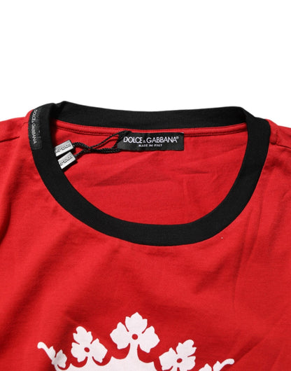 Dolce & Gabbana Red Logo Crown Cotton Short Sleeves T-shirt – IT52 | XL par Dolce & Gabbana | Disponible sur Sandy Store ByNet