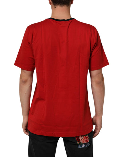 Dolce & Gabbana Red Logo Crown Cotton Short Sleeves T-shirt – IT52 | XL par Dolce & Gabbana | Disponible sur Sandy Store ByNet