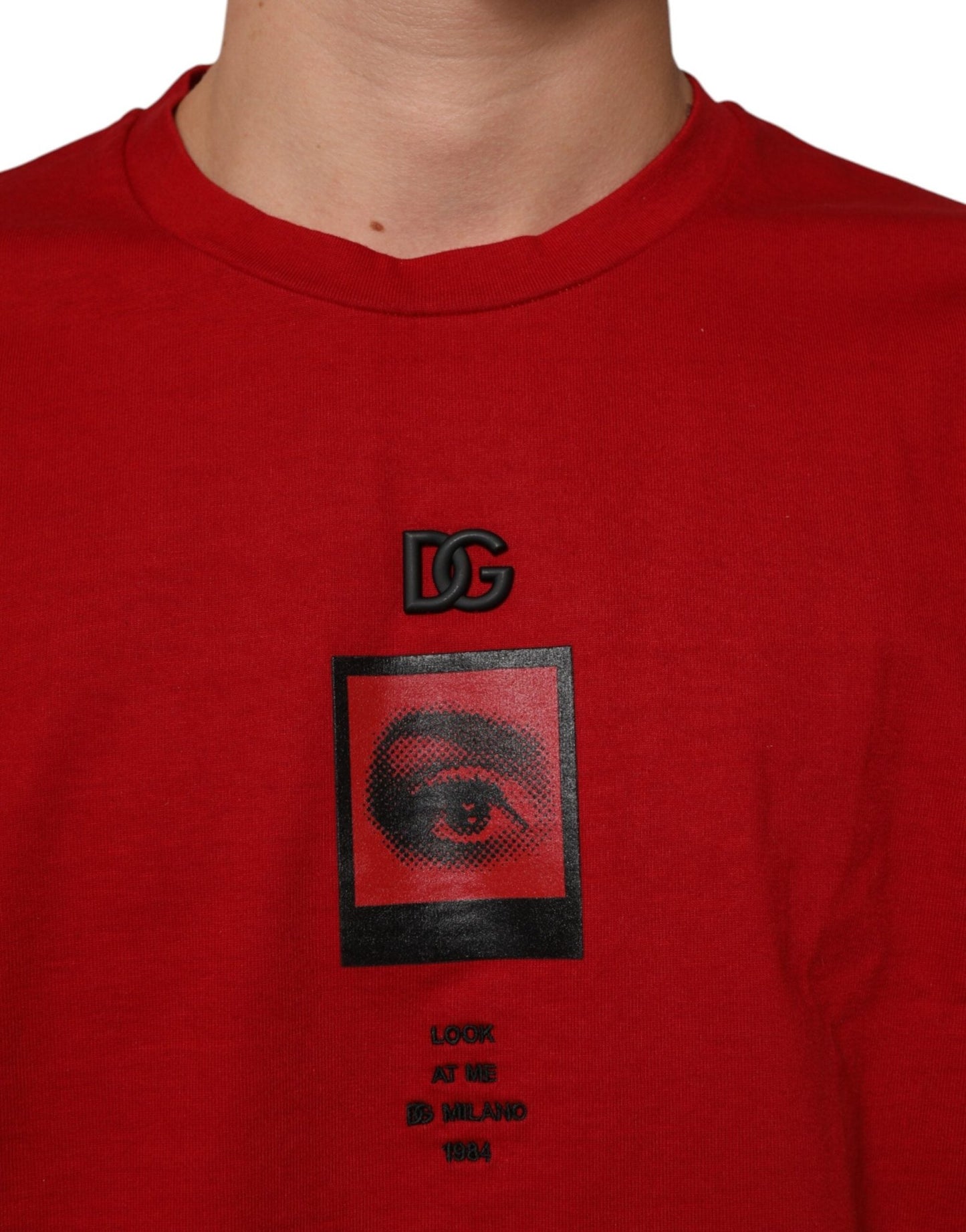 Dolce & Gabbana Red Logo Eye Print Cotton Short Sleeve T-shirt – M par Dolce & Gabbana | Disponible sur Sandy Store ByNet